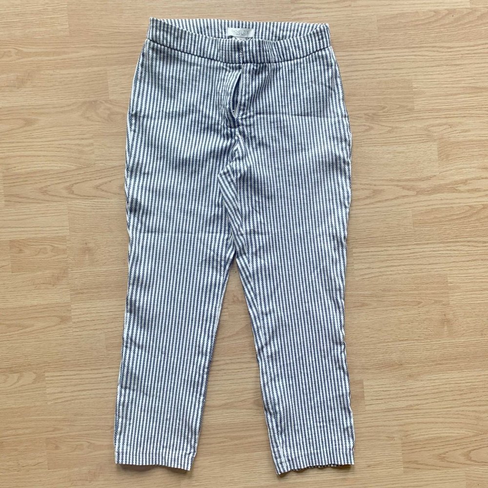 RACHEL ZOE Blue White Pinstripe Nautical Stretch‎ Cropped Ankle Pant Sz 6